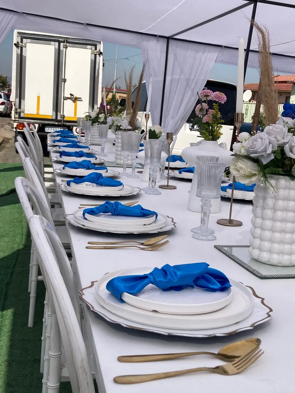 Stunning event decoration with luxury furniture and custom arrangements